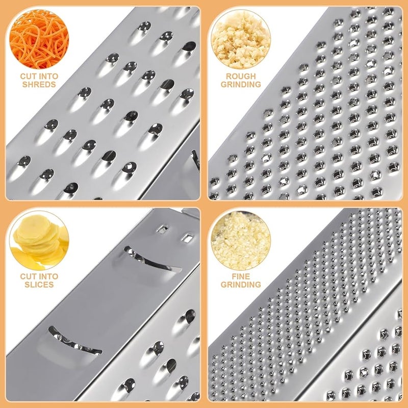 GALPADA 8 Inch Stainless Steel Four Sided Grater Vegetable Slicer Cheese Shredder Manual Kitchen Cutter - Image 5